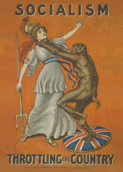 Vintage Conservative Party Propaganda 'Socialism is Throttling The Country', 1909, Reproduction 200gsm A3 Vintage British Propaganda Poster