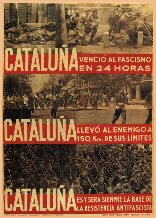 Vintage Spanish Civil War Propaganda 'Cataluna, Fascism Defeated', Spain, 1936-39, Reproduction 200gsm A3 Vintage Propaganda Poster