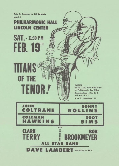 Vintager Music 'John Coltrane with Zoot Sims, Sonny Rollins. Titans of The Tenor!', Reproduction 200gsm A3 Vintage Jazz Music Poster