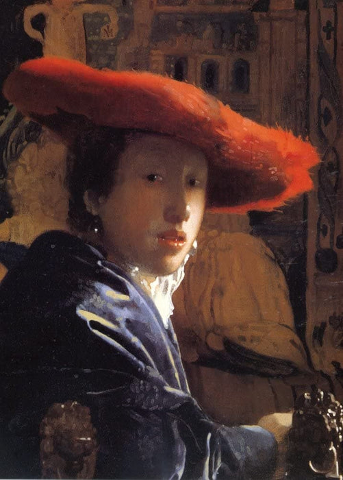 Johannes Vermeer 'Girl with The Red Hat', Netherlands, 1665-1667, Reproduction 200gsm Vintage A3 Classic Art Poster