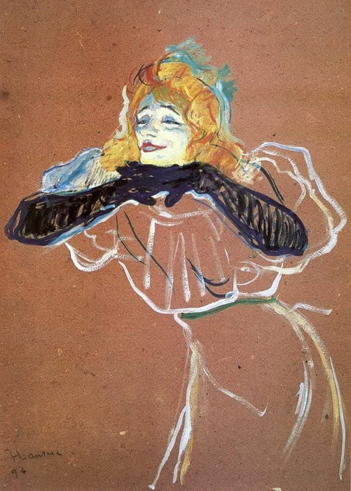 Henri de Toulouse-Lautrec 'Yvette GuiBert Singing', France, 1894, Reproduction 200gsm A3 Vintage Classic Art Nouveau Poster