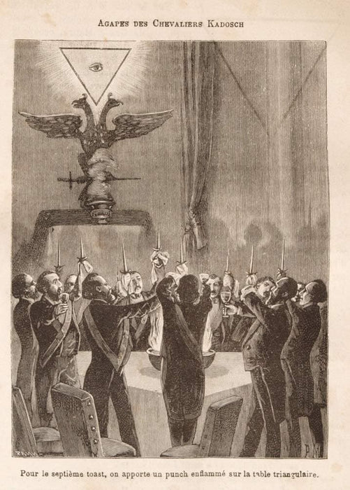 Vintage Occult and Magic, Freemasonry 'Ceremony of Initiation of The Knight Kadosh' from 'The Leo Taxil Hoax', 19th Century, Reproduction 200gsm A3 Vintage Poster