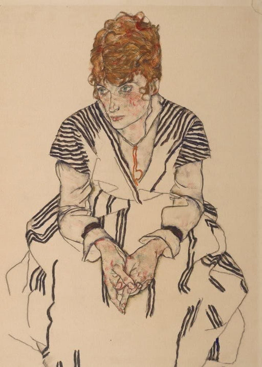 Egon Schiele 'Portrait of The Artist's Sister-in-Law, Adele Harms, Detail', Austria, 1917, Reproduction 200gsm A3 Vintage Classic Art Poster - World of Art Global Limited