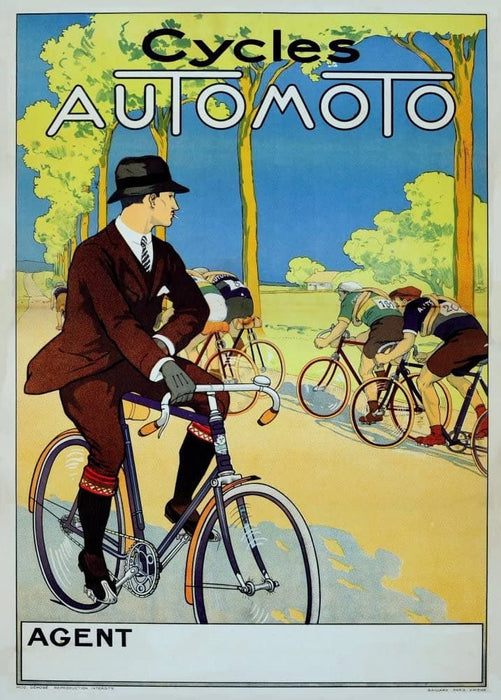 Vintage Cycling 'Automoto Cycles', France, 1920's, Reproduction 200gsm A3 Vintage Art Deco Cycling Poster