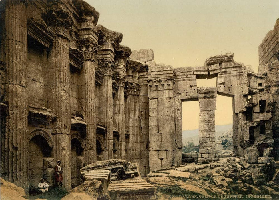 Temple of Jupiter, Interior, BaalBek, Holy Land Antique Photo, 1890's, Reproduction 200gsm A3, Israel, Palestine, Vintage Travel Poster