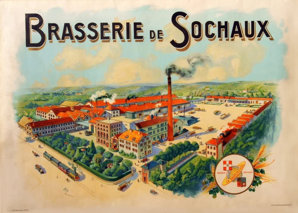 Vintage Beers, Wines and Spirits 'Brasserie de Souchax', France, 1905, Reproduction 200gsm A3 Vintage Poster