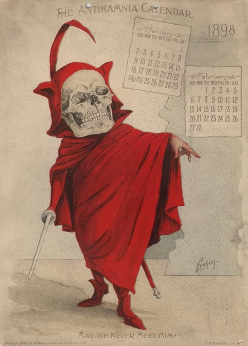 Vintage Anatomy 'The Devil. May We Never Meet Again', from 'The Antikamnia Calender', 1898, U.S.A, Reproduction 200gsm A3 Vintage Medical Poster