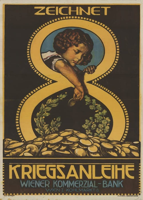 Vintage German WW1 Propaganda 'Draw The Eighth War Loan', Germany, 1914-18, Reproduction 200gsm A3 Vintage German Propaganda Poster