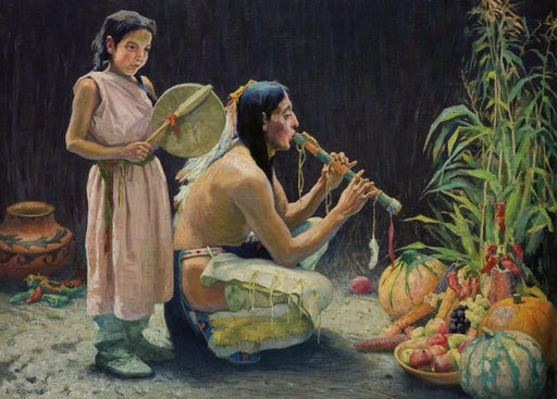 Eanger Irving Couse 'The Harvest Song, Detail', U.S.A, 1920, Reproduction 200gsm A3 Vintage Classic Native American Art Poster - World of Art Global Limited