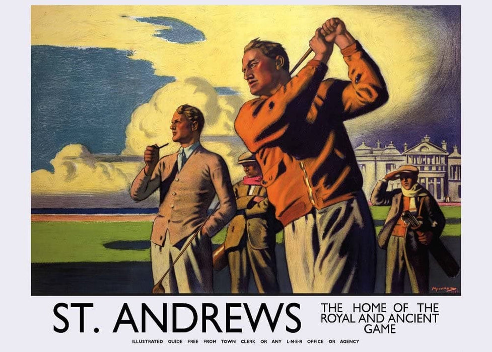 Vintage Golf 'Scotland for St. Andrews. The Ancient Home of The Game', 1930's, Reproduction 200gsm A3 Vintage Golfing and Travel Poster
