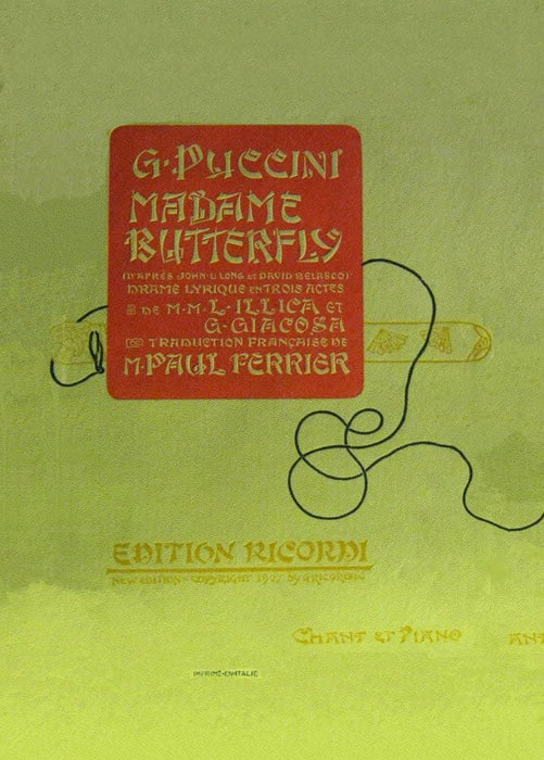 Vintage Classical Music and Opera 'Madame Butterfly', by Pucchini, Italy, 1897, Music Score Cover, Reproduction 200gsm A3 Vintage Music Poster