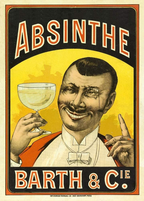 Vintage Beers, Wines and Spirits 'Absinthe Barth and CIE' 1890, France, Reproduction 200gsm A3 Vintage Art Nouveau Poster