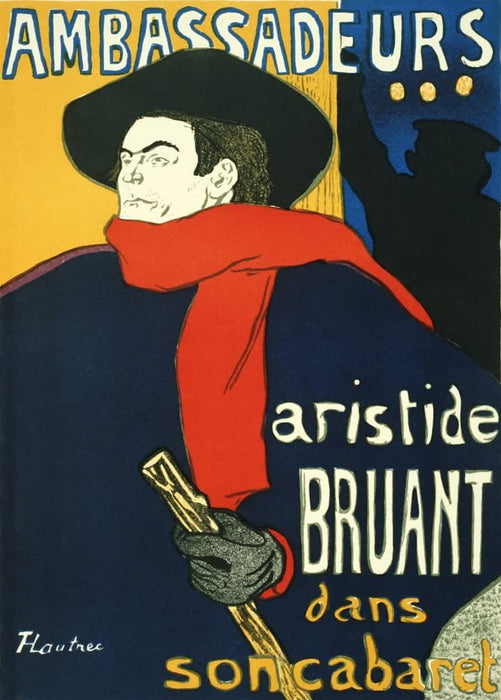 Henri de Toulouse-Lautrec 'Ambassadeurs Aristide Bruant', France, 1892, Reproduction Vintage 200gsm A3 Classic Poster