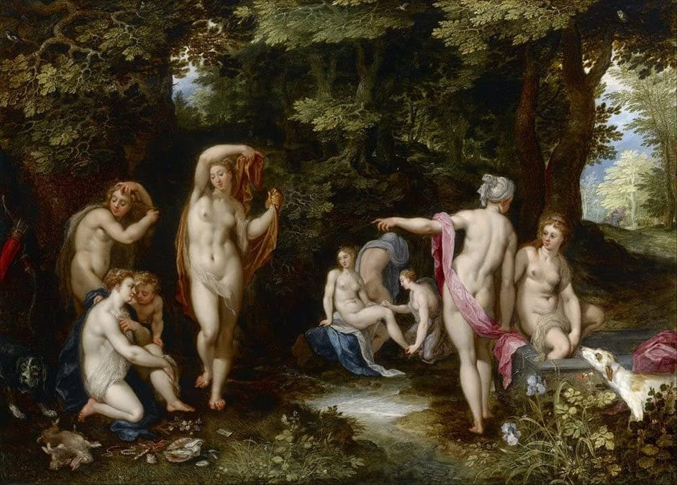 Jan Brueghel The Elder 'Diana and Actaeon', Flemish, 1600, Reproduction 200gsm A3 Vintage Classic Art Poster
