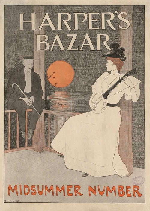 Vintage Literature 'The Musician', from 'Harper's Magazine', U.S.A, 1890's, Edward Penfield, Reproduction 200gsm A3 Vintage Art Nouveau Poster