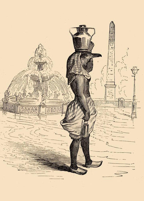J.J Grandville 'The Egyptian', from 'Another World', France, 1844, Reproduction 200gsm A3 Vintage Fantasy Surrealism Art Poster