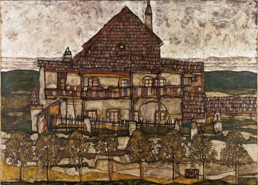 Egon Schiele 'House with Shingle Roof. Old House', Austria, 1915, Reproduction 200gsm A3 Vintage Classic Art Poster - World of Art Global Limited