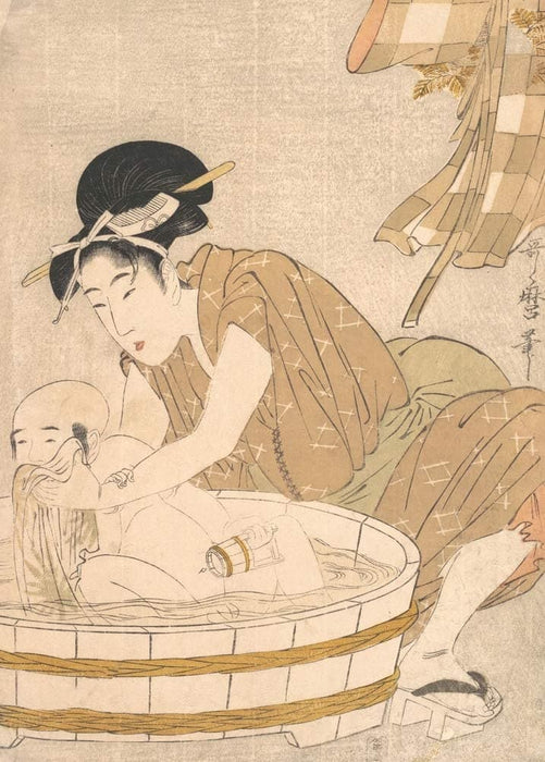 Kitagawa Utamaro 'Bathtime', Japan, 1801, Reproduction 200gsm A3 Vintage Classic Ukiyo-e Art Poster