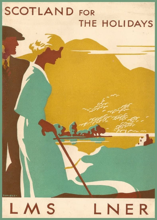 Vintage Travel Scotland 'Your Holidays with L.M.S', Circa. 1930's, Reproduction 200gsm A3 Vintage Art Deco Travel Poster
