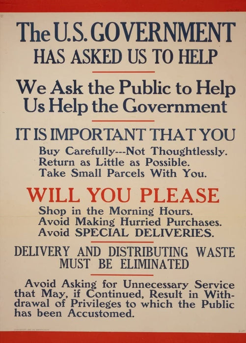 Vintage U.S WW1 Propaganda 'The U.S Government has Asked us to Help', U.S.A, 1914-18, Reproduction 200gsm A3 Vintage Propaganda Poster