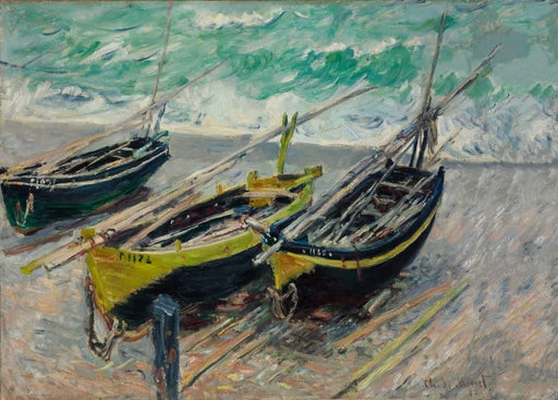 Claude Monet 'Three Fishing Boats', France, 1886, Impressionism, Reproduction 200gsm A3 Vintage Classic Art Poster - World of Art Global Limited