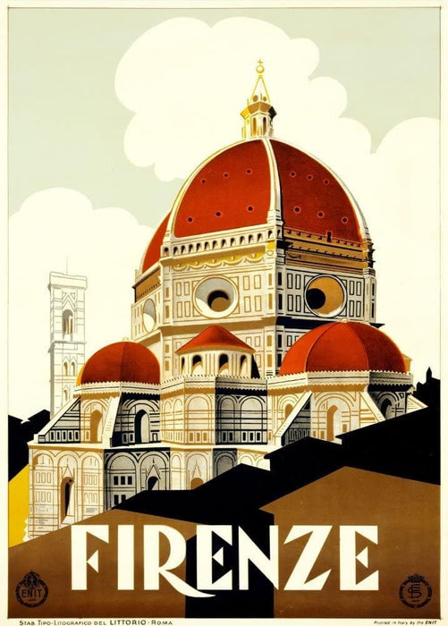 Vintage Travel Italy 'Firenze', 1930, Reproduction 200gsm A3 Vintage Art Deco Travel Poster