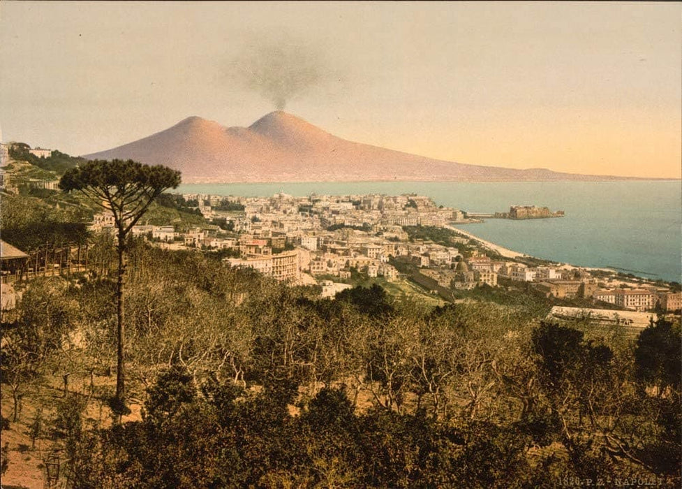 Vintage Travel Italy 'Milan and Mount Vesuvius', Circa. 1890-1910, Reproduction 200gsm A3 Vintage Travel Photography Poster