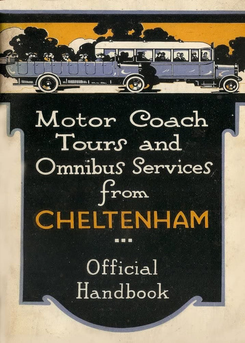 Vintage Travel England 'Cheltenham with Motor Coach Tours', 1925, Reproduction 200gsm A3 Vintage Art Deco Travel Poster