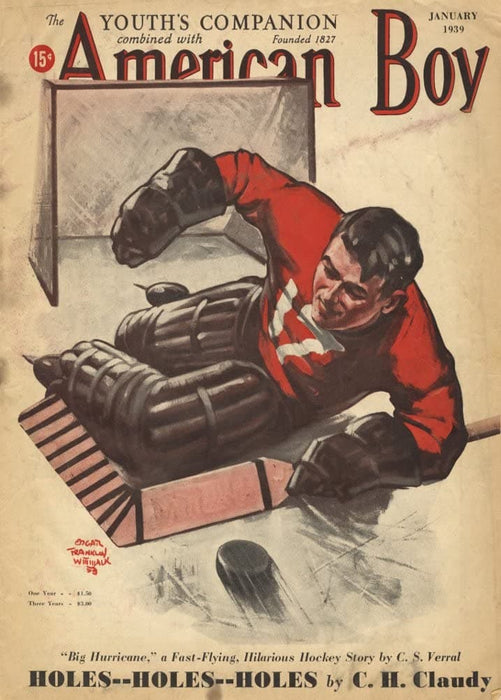 Vintage Ice Hockey 'American Boy Youth Companion', U.S.A, 1939, Reproduction 200gsm A3 Vintage Sports Poster