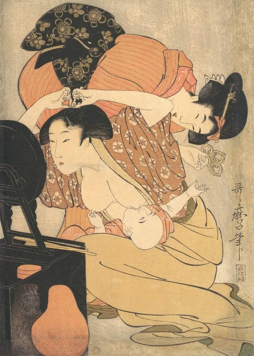 Kitagawa Utamaro 'Mother and Child', Japan, 1794, Reproduction 200gsm A3 Vintage Classic Ukiyo-e Art Poster
