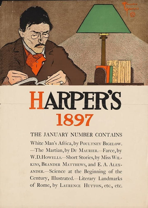 Vintage Literature 'Man at The Desk', U.S.A, 1897, Edward Penfield, Reproduction 200gsm A3 Vintage Art Nouveau Poster