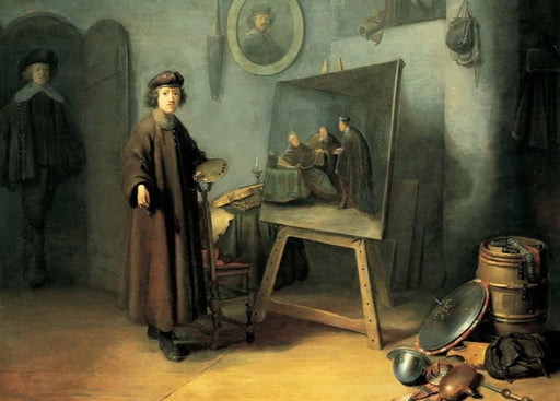 Gerrit Dou 'The Artist in his Studio, Detail', Netherlands, 1647, Reproduction 200gsm A3 Vintage Classic Art Poster - World of Art Global Limited