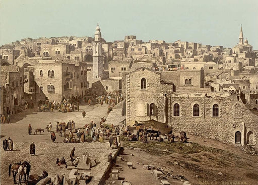 Market Place, Bethlehem, Holy Land Antique Photo, 1890's, Reproduction 200gsm A3, Israel, Palestine, Vintage Travel Poster - World of Art Global Limited