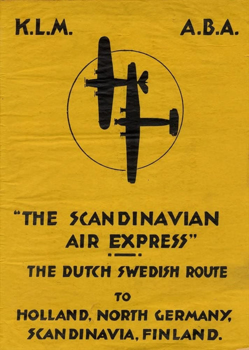 Vintage Travel Scandinavia 'Scandinavian Air Express, Also to Finland, Holland and Germany', 1930, Reproduction 200gsm A3 Vintage Art Deco Travel Poster