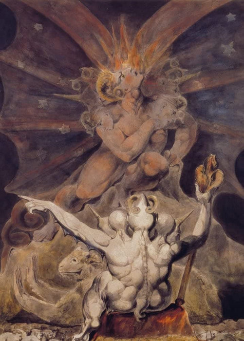 Vintage Occult and Magic 'The Number of The Beast is 666, Detail', William Blake, England, 1805, Reproduction 200gsm A3 Vintage Poster