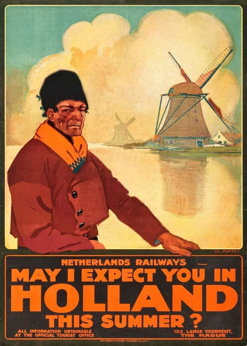 Vintage Travel Holland 'So May I Expect You This Summer?', 1925, Reproduction 200gsm A3 Vintage Art Deco Travel Poster