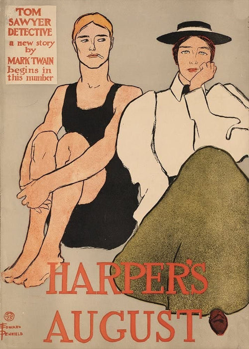 Vintage Literature 'Mark Twain's Tom Sawyer Detective' from 'Harper's Magazine', U.S.A, 1890's, Edward Penfield, Reproduction 200gsm A3 Vintage Art Nouveau Poster