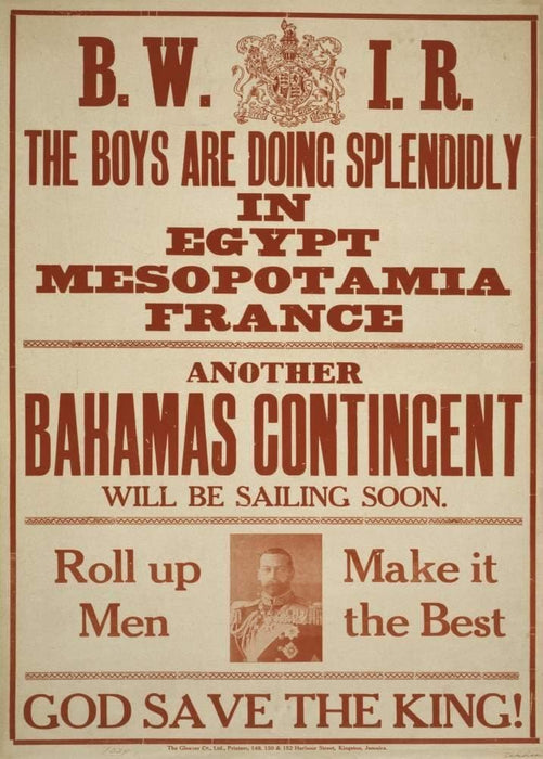 Vintage British WW1 Propaganda 'The Boys are Doing Nicely in Egypt, Mesopotamia, France and The Bahamas', England, 1914-18, Reproduction 200gsm A3 Vintage British Propaganda Poster