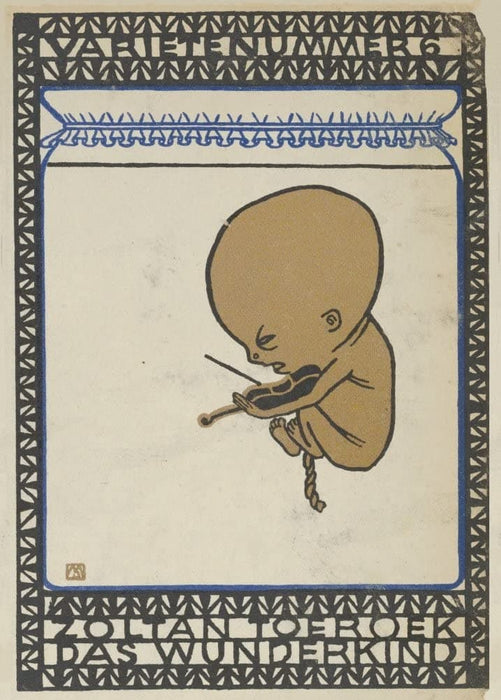 Wiener Werkstatte 'Vaudeville Act Six. Zoltan Toerek. Child Progidy', Moriz Jung, Austria, 1911, Reproduction 200gsm A3 Vintage Art Nouveau Secession Poster