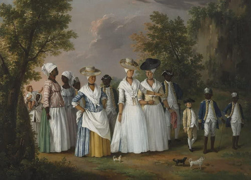 Agostino Brunius 'Free Women of Colour with Their Children and Servants in a Landscape', 1764-96, West Indian, Caribbean, Reproduction 200gsm A3 Vintage Classic Art Poster - World of Art Global Limited