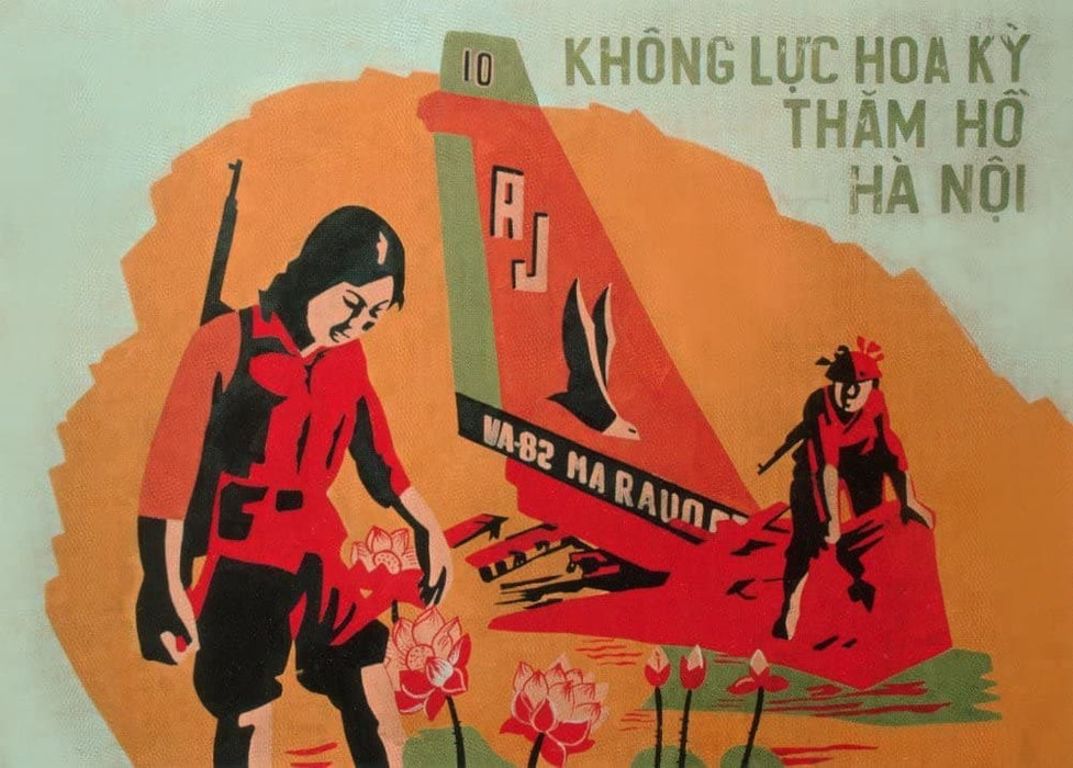 Vintage Vietnam War Propaganda 'The American Air Force Visit The Lake in Hanoi', Vietnam, 1955-75, Reproduction 200gsm A3 Vintage Propaganda Poster