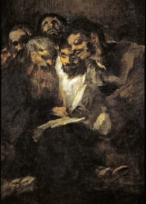 Vintage Occult and Magic 'Men Reading, or Politicians', from 'The Black Paintings', by Francisco Goya, Spain, 1819-23, Reproduction 200gsm A3 Vintage Poster