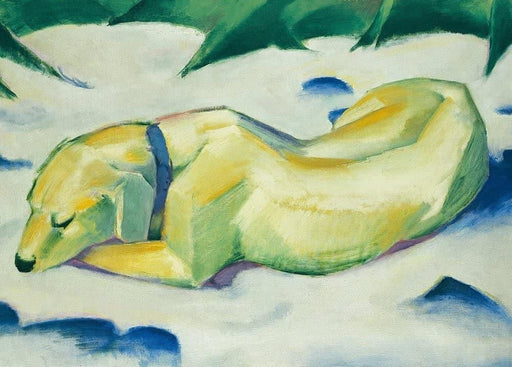 Franz Marc 'Dog Lying in The Snow, Detail', German Expressionism, 1911, Reproduction 200gsm A3 Vintage Classic Art Poster - World of Art Global Limited