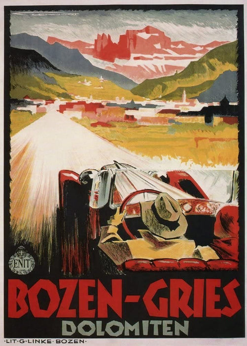 Vintage Travel Italy 'Bozen-Gries', 1934, Reproduction 200gsm A3 Vintage Art Deco Travel Poster