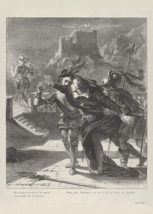 Eugene Delacroix 'Hamlet Tries to Follow His Father's Ghost', France, 1835, Reproduction 200gsm A3 Shakespeare Classic Art Poster - World of Art Global Limited