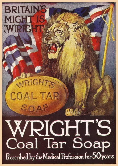 Vintage Barbershop and Salon 'Wright's Coal Tar Soap', England, 1915, Reproduction 200gsm A3 Vintage Barbershop Poster