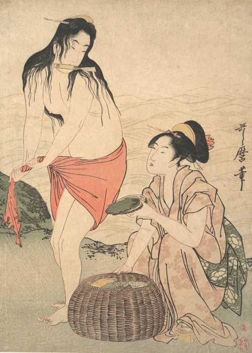 Kitagawa Utamaro 'Abalone Divers', Japan, 1788, Reproduction 200gsm A3 Vintage Classic Ukiyo-e Art Poster