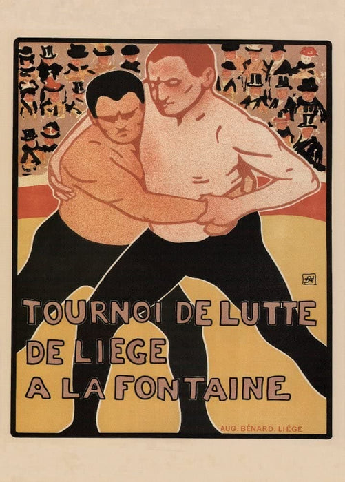 Vintage Wrestling 'Liege Wrestling Tournaments', Belgium, 1899, Reproduction 200gsm A3 Vintage Sports Poster