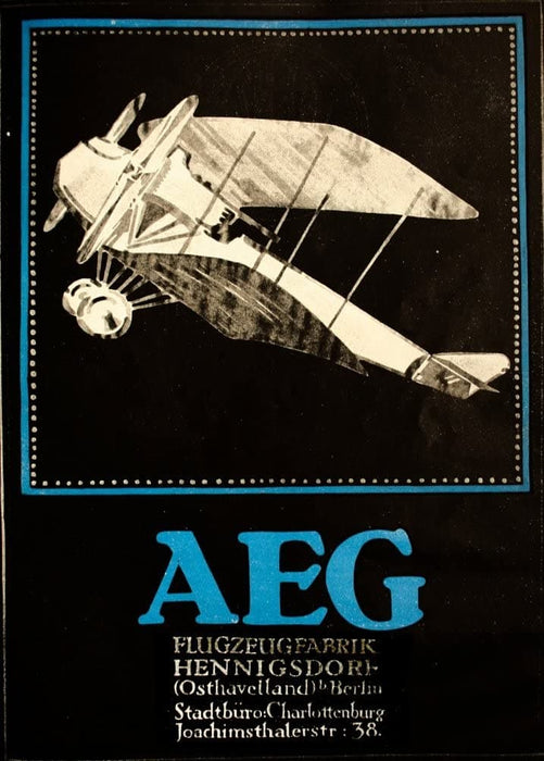 Vintage Automobile 'A.E.G Automobile and Aeroplane Manufacturers', Germany, 1914-18, Reproduction 200gsm A3 Vintage German WW1 Automobile Poster