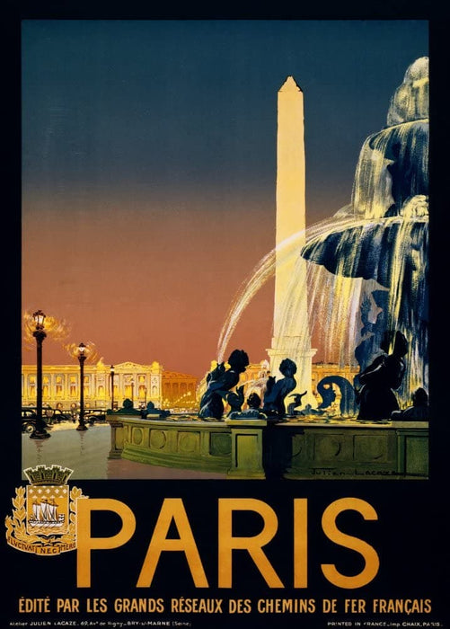 Vintage Travel France 'Paris on The French Railway Network', 1930's, Reproduction 200gsm A3 Art Deco Travel Poster